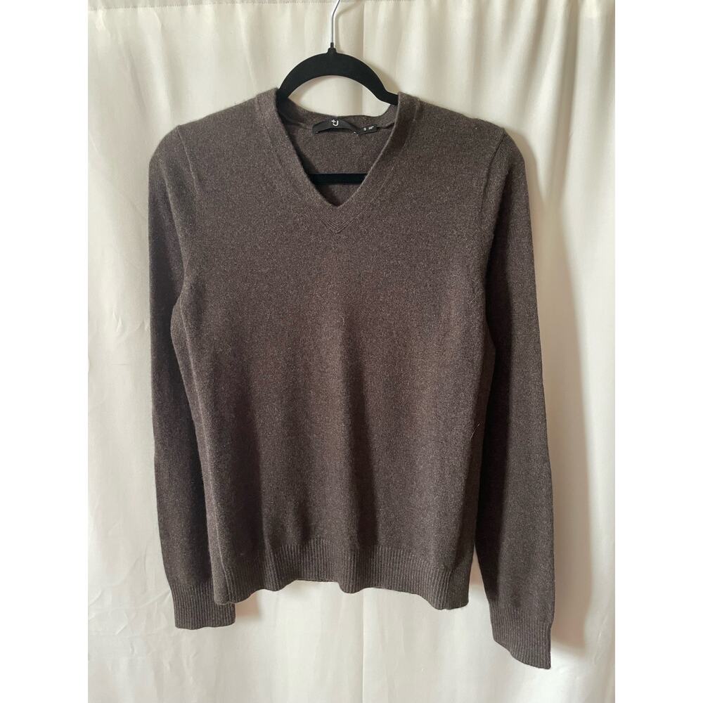 Uniqlo +J Brown V Neck Cashmere Sweater S